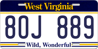 WV license plate 8OJ889