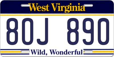 WV license plate 8OJ890