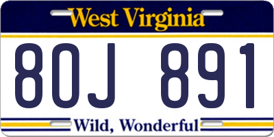 WV license plate 8OJ891