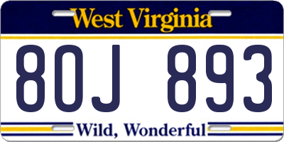 WV license plate 8OJ893