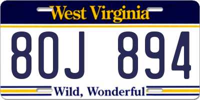 WV license plate 8OJ894