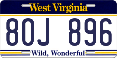 WV license plate 8OJ896