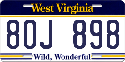WV license plate 8OJ898