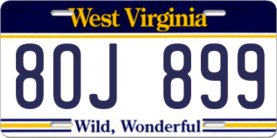 WV license plate 8OJ899