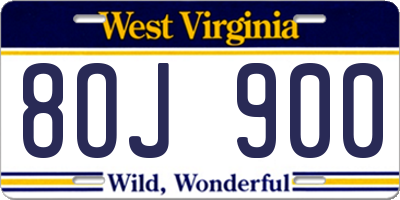 WV license plate 8OJ900