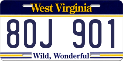 WV license plate 8OJ901