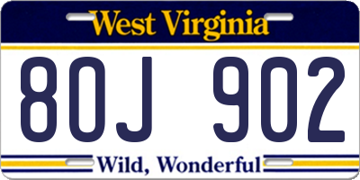 WV license plate 8OJ902
