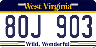 WV license plate 8OJ903