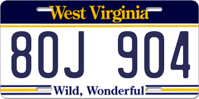 WV license plate 8OJ904
