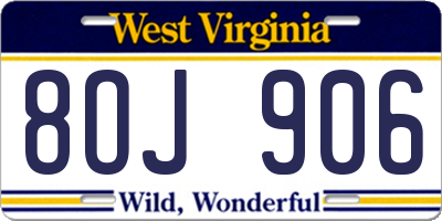 WV license plate 8OJ906