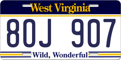 WV license plate 8OJ907