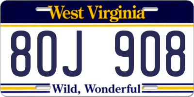 WV license plate 8OJ908