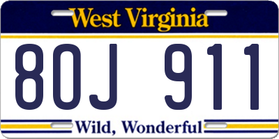 WV license plate 8OJ911