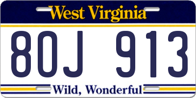 WV license plate 8OJ913