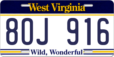 WV license plate 8OJ916