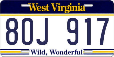 WV license plate 8OJ917
