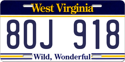 WV license plate 8OJ918