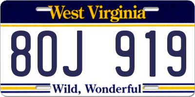 WV license plate 8OJ919