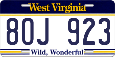 WV license plate 8OJ923