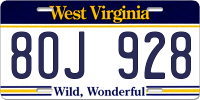 WV license plate 8OJ928