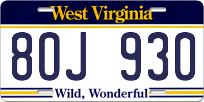 WV license plate 8OJ930