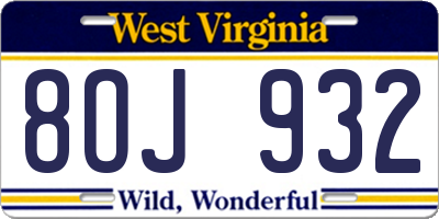 WV license plate 8OJ932