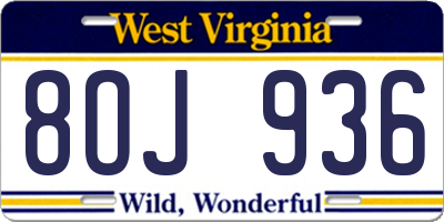WV license plate 8OJ936