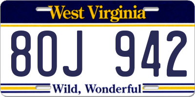 WV license plate 8OJ942