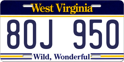 WV license plate 8OJ950