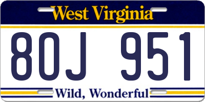 WV license plate 8OJ951