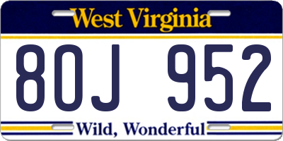 WV license plate 8OJ952