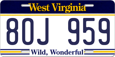 WV license plate 8OJ959