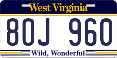 WV license plate 8OJ960