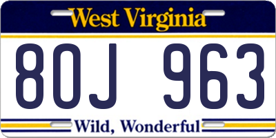 WV license plate 8OJ963