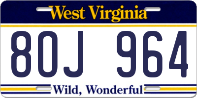 WV license plate 8OJ964