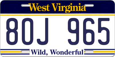 WV license plate 8OJ965