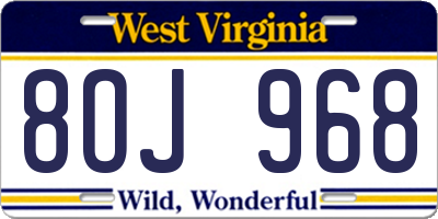 WV license plate 8OJ968
