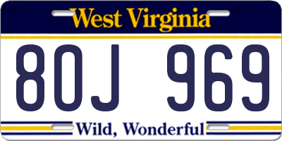 WV license plate 8OJ969