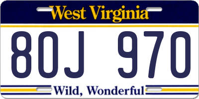 WV license plate 8OJ970