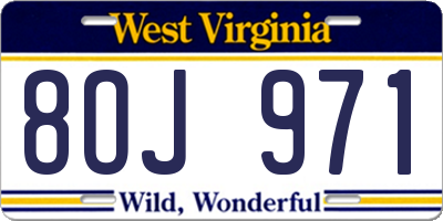 WV license plate 8OJ971