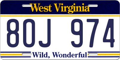 WV license plate 8OJ974