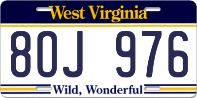 WV license plate 8OJ976