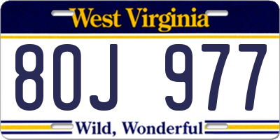 WV license plate 8OJ977