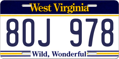 WV license plate 8OJ978