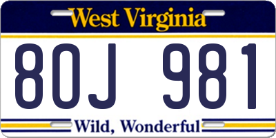 WV license plate 8OJ981