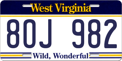 WV license plate 8OJ982