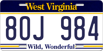 WV license plate 8OJ984