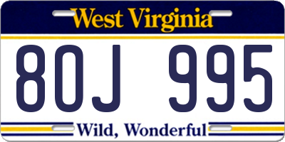 WV license plate 8OJ995