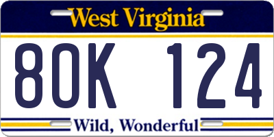 WV license plate 8OK124