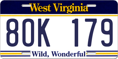 WV license plate 8OK179